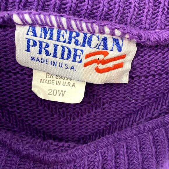 Vintage Women's Purple Knit Nordic Cottagecore Artisan Maximalist Sweater 20W - Picture 9 of 14